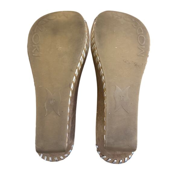 Women 10 Reversibles Modzori Tita 5 Leather Sandals Black White Shoes Wedges - Picture 9 of 9